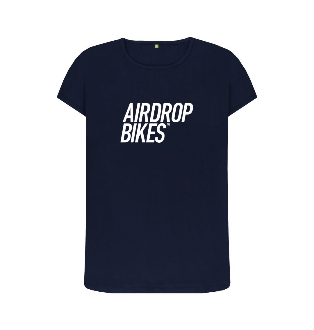 Navy Blue White Word T-Shirt Womens