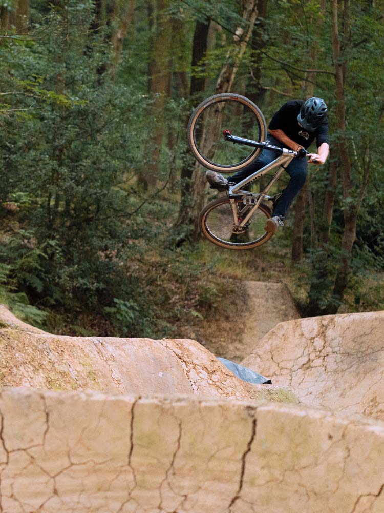 Dirt Jumps on an Airdrop Fade dirt jump bike