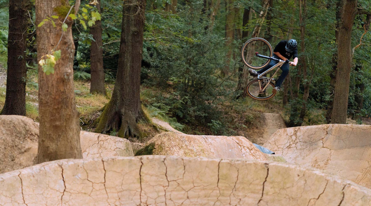 Dirt Jumps on an Airdrop Fade dirt jump bike