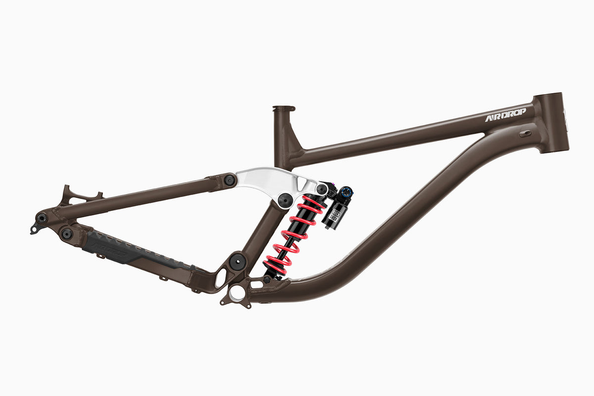 Airdrop Slacker Downhill mountain bike frame with Rockshox Vivid Coil Ultimate DH shock